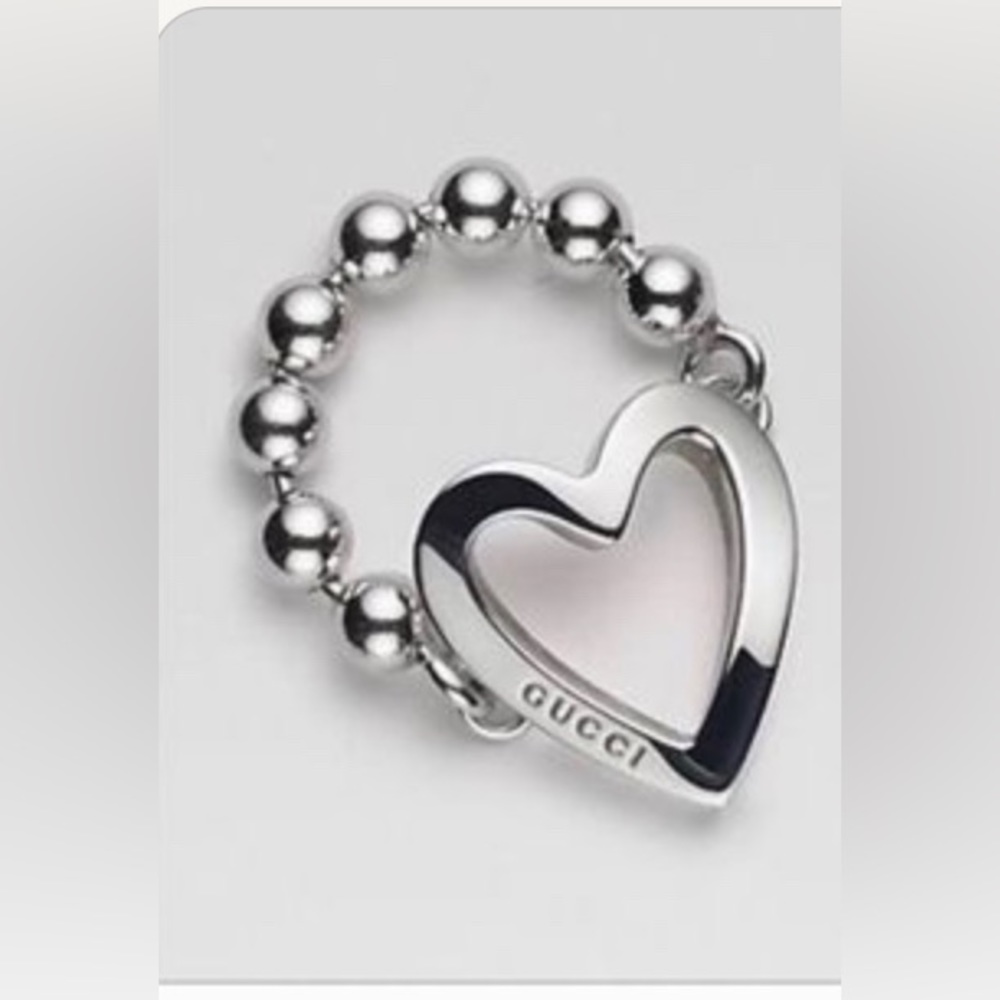 SALE Silver Gucci Toggle Heart Ring